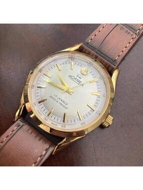 RARE Roamer AM014 Mechanical Men's Leather 1970s Watch